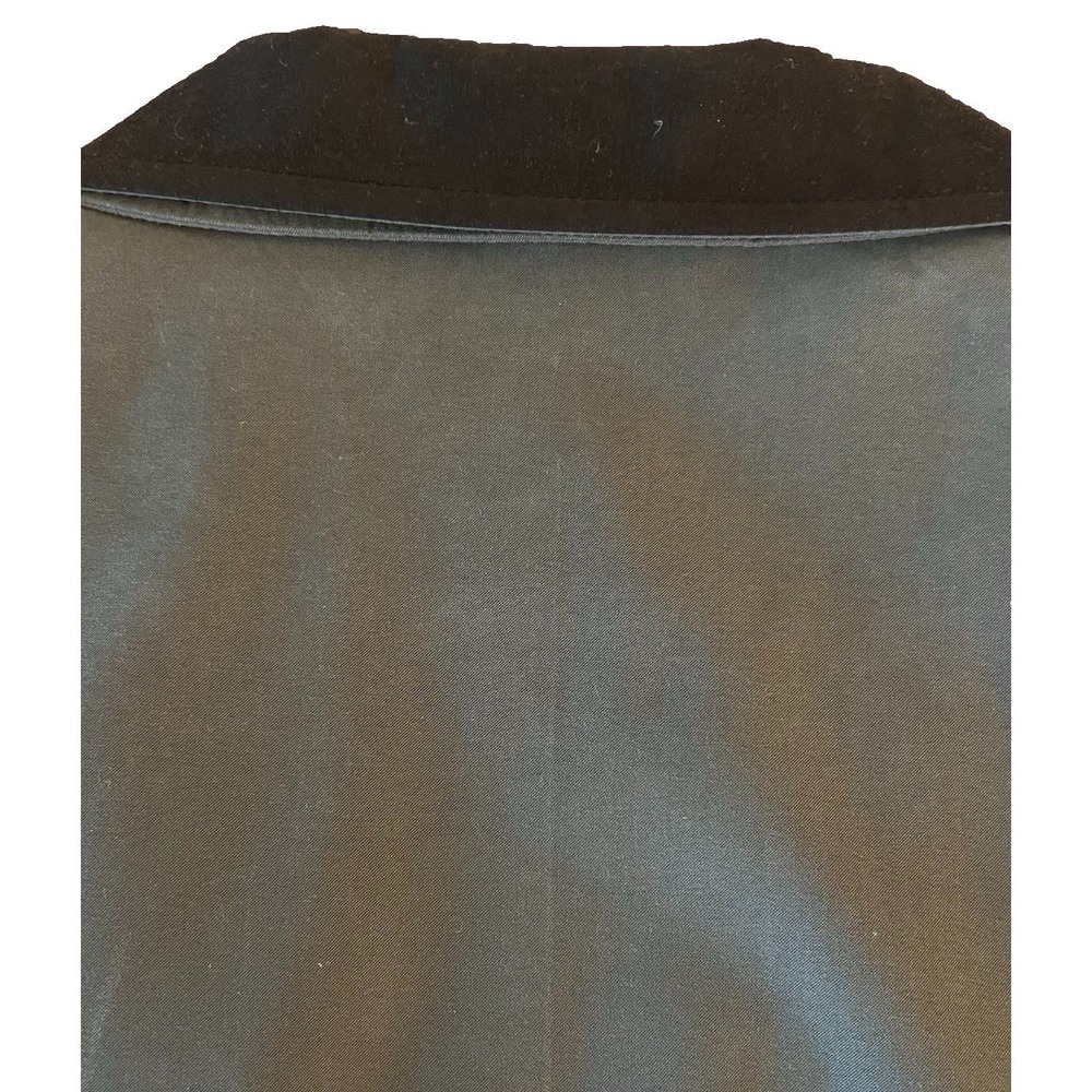 Gallery Womens Gray Trench Coat Raincoat Funnel Neck Contrast Cuff Size L - Picture 8 of 12